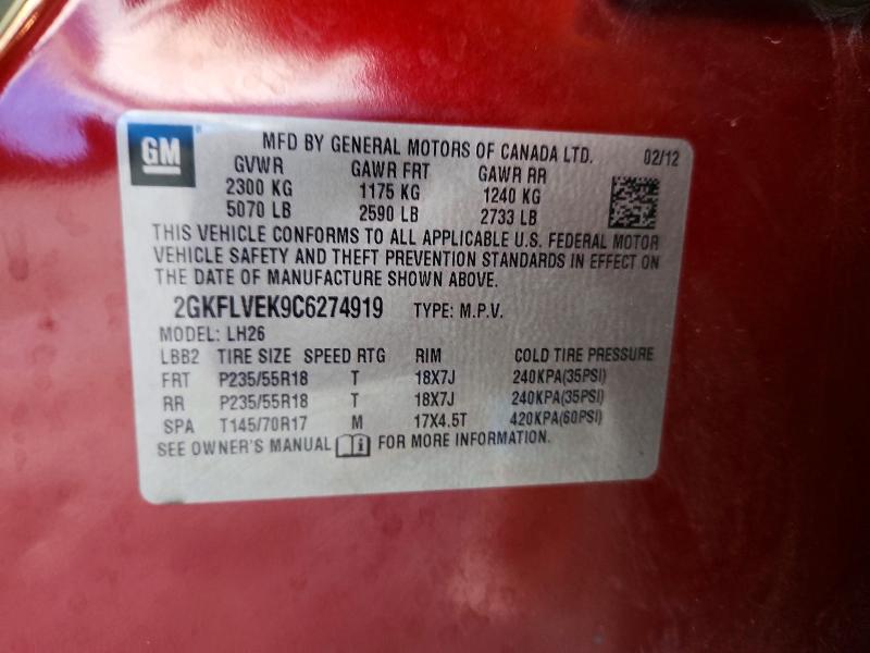 Продажа на аукционе авто 2012 Gmc Terrain, vin: 2GKFLVEK9C6274919, номер лота: 67402386