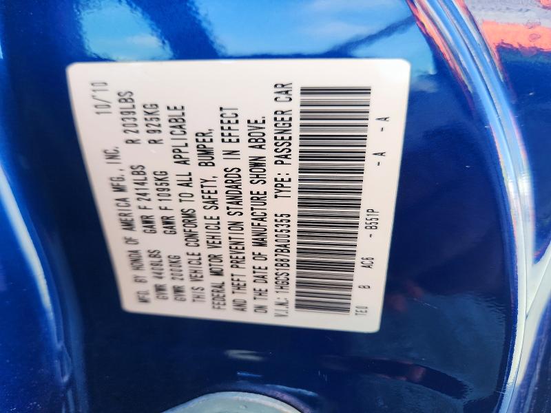 68049146 :رقم المزاد ، 1HGCS1B87BA005355 vin ، 2011 Honda Accord مزاد بيع