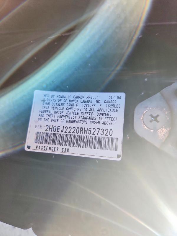 70351676 :رقم المزاد ، 2HGEJ2220RH527320 vin ، 1994 Honda Civic مزاد بيع