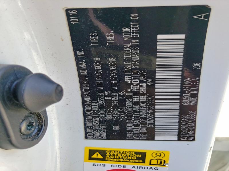 Aukcja sprzedaży 2016 Toyota Highlander, vin: 5TDZKRFH7GS183701, numer aukcji: 66988566