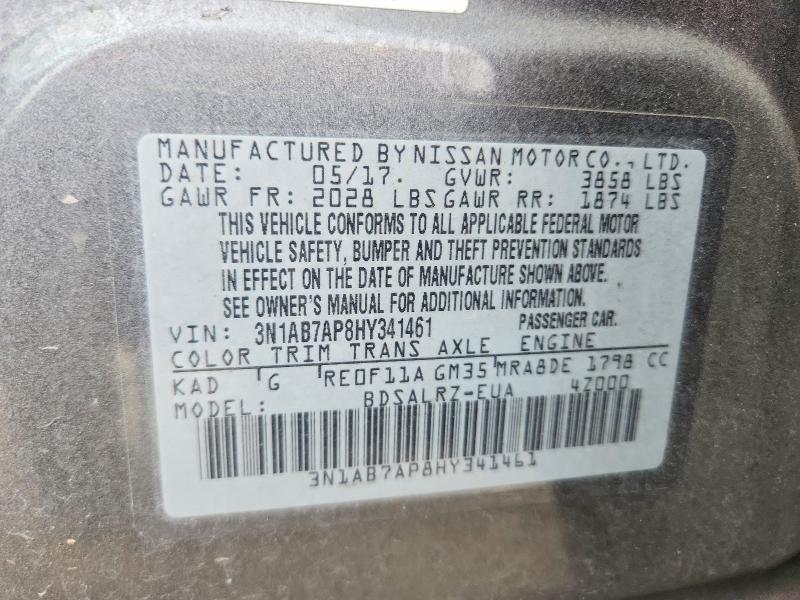 Продаж на аукціоні авто 2017 Nissan Sentra, vin: 3N1AB7AP8HY341461, номер лоту: 67554526