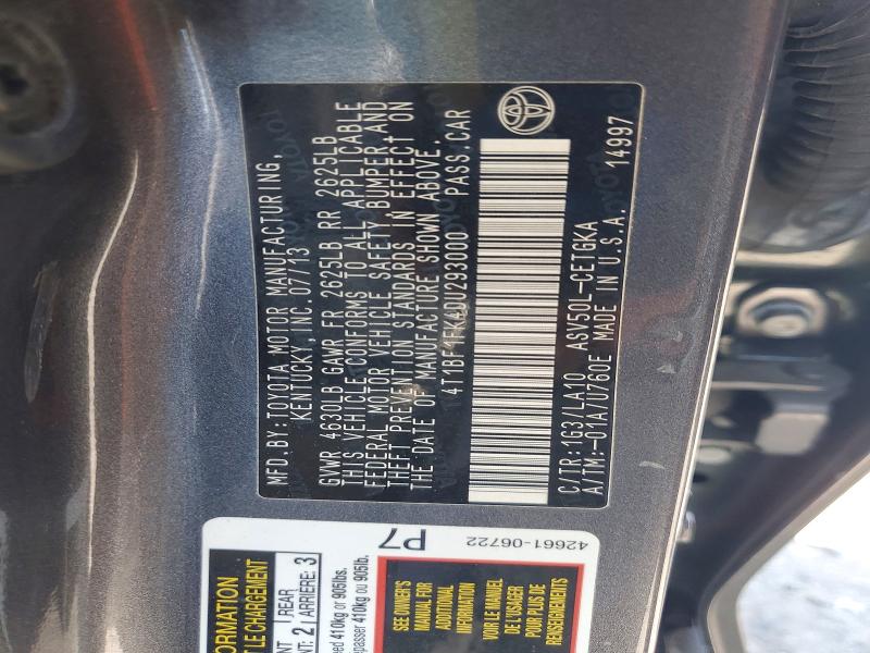 67131326 :رقم المزاد ، 4T1BF1FK4DU293000 vin ، 2013 Toyota Camry مزاد بيع