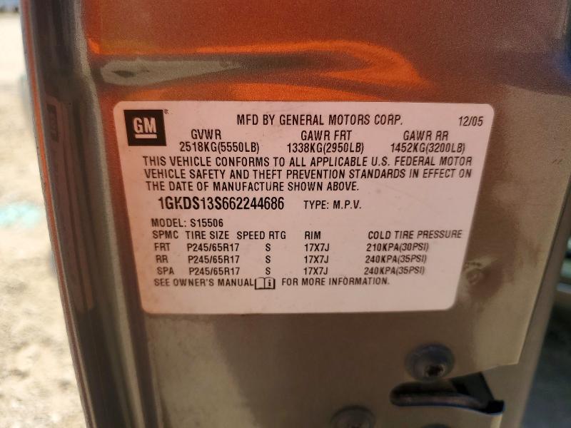 67818666 :رقم المزاد ، 1GKDS13S662244686 vin ، 2006 Gmc Envoy مزاد بيع