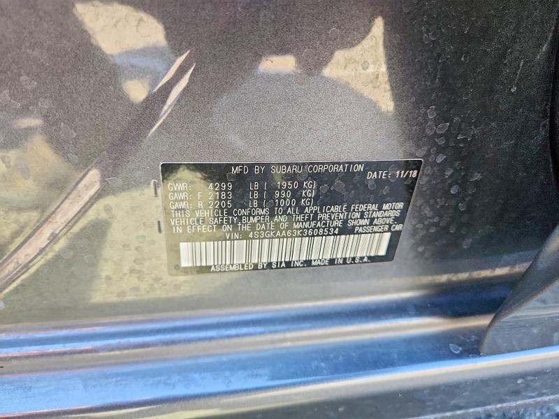67669376 :رقم المزاد ، 4S3GKAA63K3608534 vin ، 2019 Subaru Impreza مزاد بيع