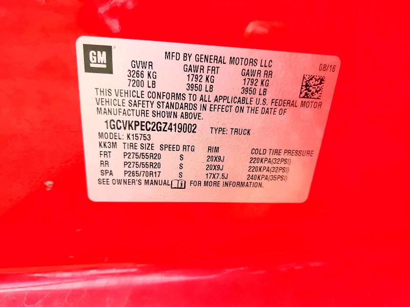Aukcja sprzedaży 2016 Chevrolet Silverado, vin: 1GCVKPEC2GZ419002, numer aukcji: 67903546