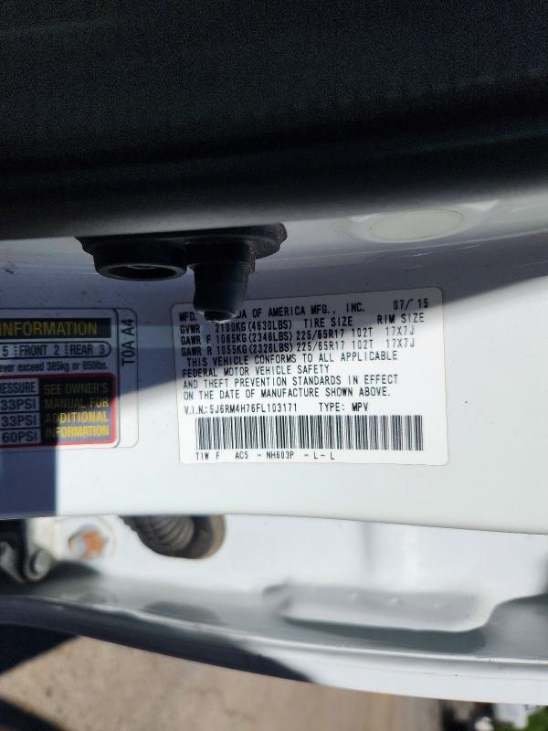 Продаж на аукціоні авто 2015 Honda Cr-v, vin: 5J6RM4H76FL103171, номер лоту: 70433306