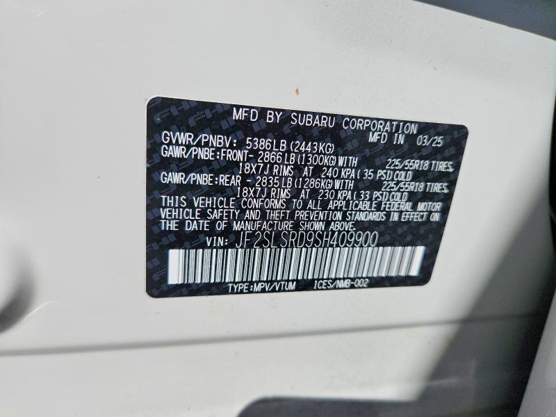Aukcja sprzedaży 2025 Subaru Forester, vin: JF2SLSRD9SH409900, numer aukcji: 68610416