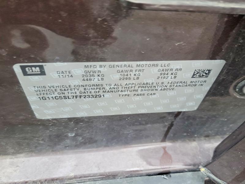 2015 Chevrolet Malibu მანქანა იყიდება აუქციონზე, vin: 1G11C5SL7FF233291, აუქციონის ნომერი: 69186006