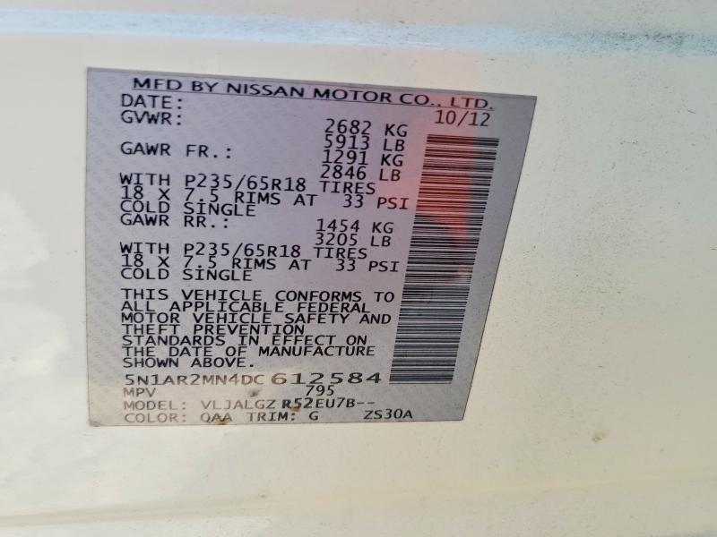 Aukcja sprzedaży 2013 Nissan Pathfinder, vin: 5N1AR2MN4DC612584, numer aukcji: 68377766