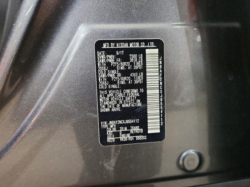 2018 Nissan Armada მანქანა იყიდება აუქციონზე, vin: JN8AY2NCXJ9554112, აუქციონის ნომერი: 70415586