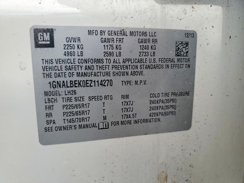 Aukcja sprzedaży 2014 Chevrolet Equinox, vin: 1GNALBEK0EZ114270, numer aukcji: 68197916