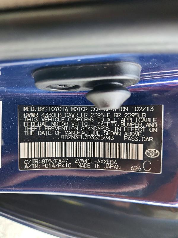 70502966 :رقم المزاد ، JTDZN3EU7D3235943 vin ، 2013 Toyota Prius V مزاد بيع