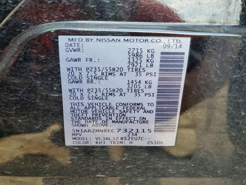 69034936 :رقم المزاد ، 5N1AR2MN8EC732115 vin ، 2014 Nissan Pathfinder مزاد بيع