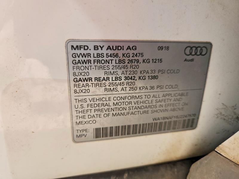 Продаж на аукціоні авто 2018 Audi Q5, vin: WA1BNAFY6J2247570, номер лоту: 69013816