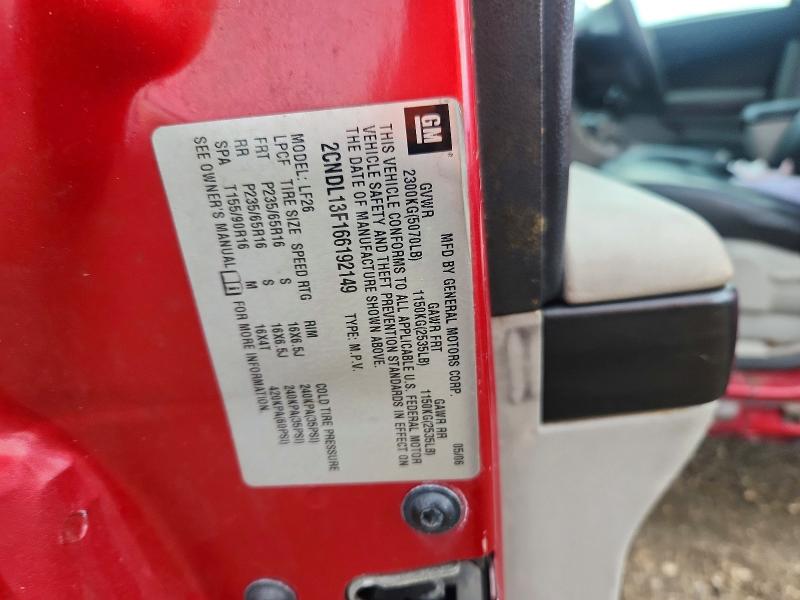 68997606 :رقم المزاد ، 2CNDL13F166192149 vin ، 2006 Chevrolet Equinox مزاد بيع