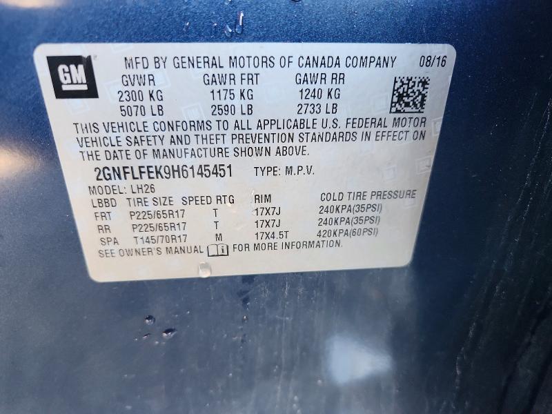 Aukcja sprzedaży 2017 Chevrolet Equinox, vin: 2GNFLFEK9H6145451, numer aukcji: 70222416