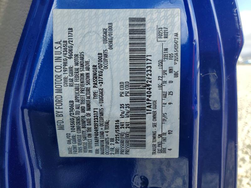 Продаж на аукціоні авто 2002 Ford Mustang, vin: 1FAFP40492F233171, номер лоту: 69363006