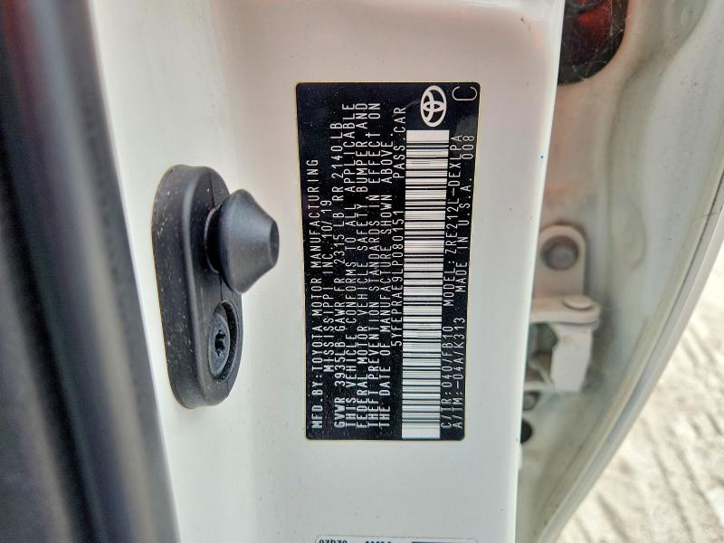 67839846 :رقم المزاد ، 5YFEPRAE9LP080151 vin ، 2020 Toyota Corolla مزاد بيع