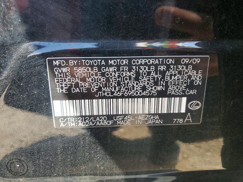 67523776 :رقم المزاد ، JTHCL46F695004575 vin ، 2009 Lexus Ls مزاد بيع