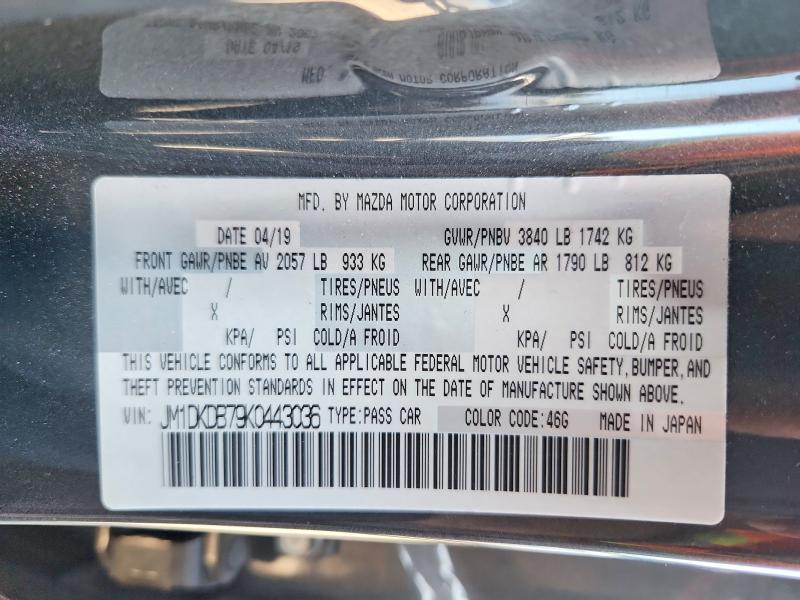 68765126 :رقم المزاد ، JM1DKDB79K0443036 vin ، 2019 Mazda Cx-3 مزاد بيع