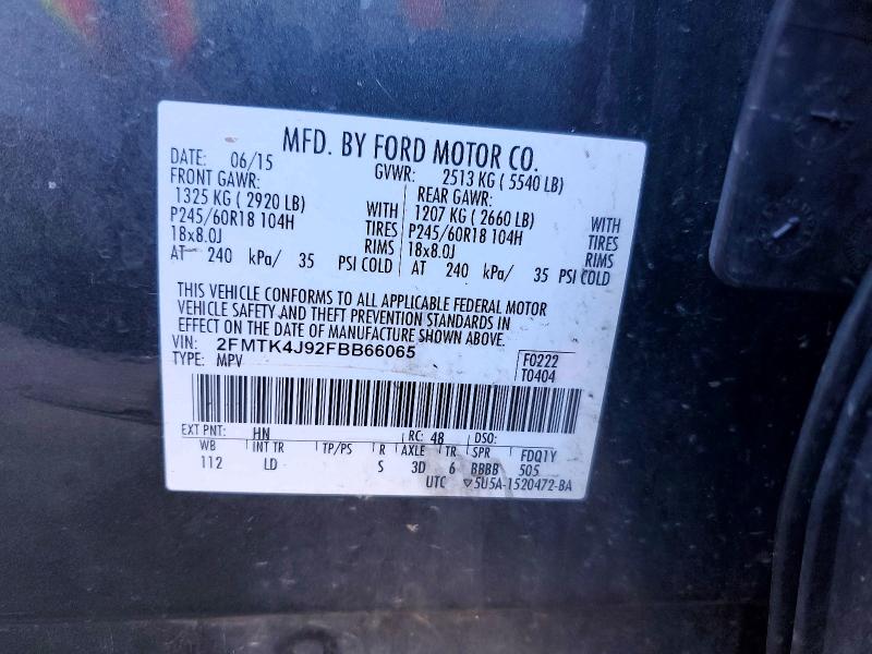 Продажа на аукционе авто 2015 Ford Edge, vin: 2FMTK4J92FBB66065, номер лота: 67817396