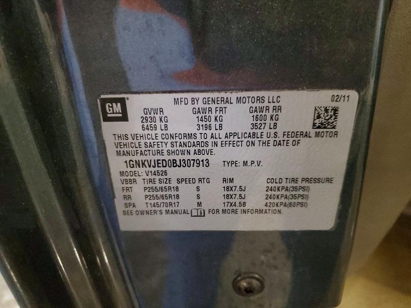 2011 Chevrolet Traverse მანქანა იყიდება აუქციონზე, vin: 1GNKVJED0BJ307913, აუქციონის ნომერი: 70223676