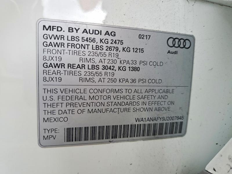 Продажа на аукционе авто 2018 Audi Q5, vin: WA1ANAFY9J2007845, номер лота: 67040106