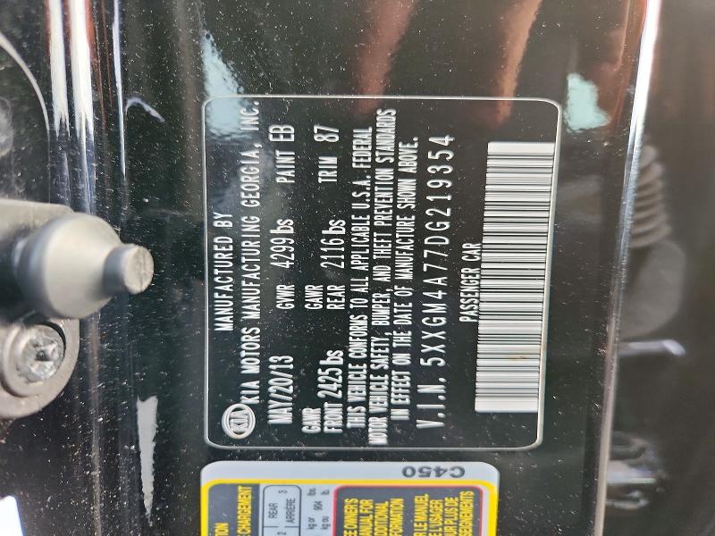 66860066 :رقم المزاد ، 5XXGM4A77DG219354 vin ، 2013 Kia Optima مزاد بيع