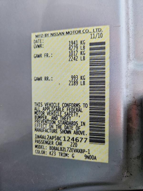 Aukcja sprzedaży 2011 Nissan Altima, vin: 1N4AL2AP5BC124677, numer aukcji: 68673246