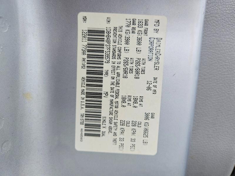 Aukcja sprzedaży 2007 Dodge Durango, vin: 1D8HB48P37F539579, numer aukcji: 69417296