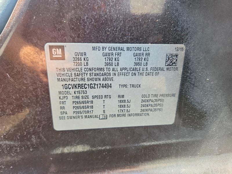2016 Chevrolet Silverado მანქანა იყიდება აუქციონზე, vin: 1GCVKREC1GZ174494, აუქციონის ნომერი: 68129256