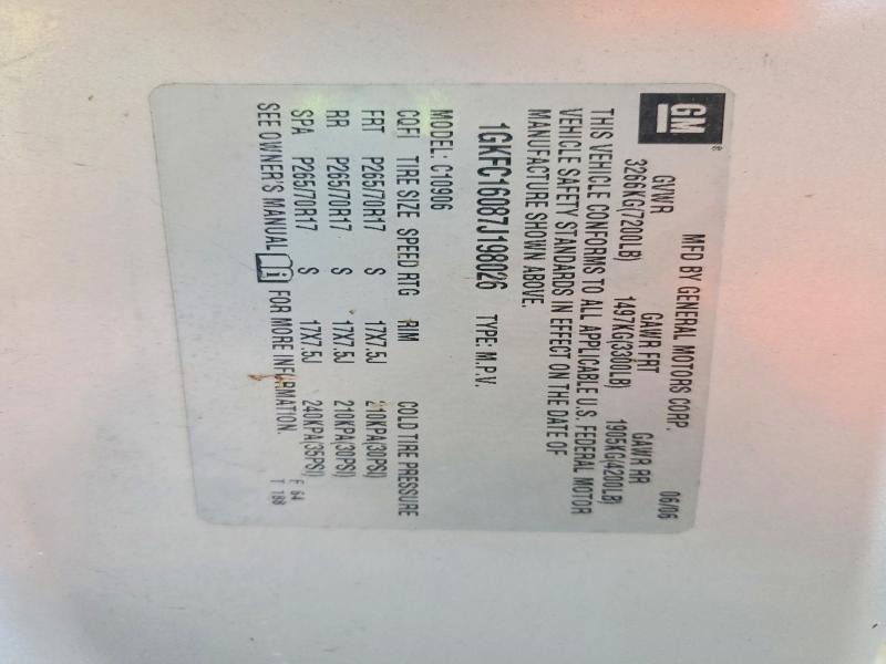 Продажа на аукционе авто 2007 Gmc Yukon Xl, vin: 1GKFC16087J198026, номер лота: 70606376