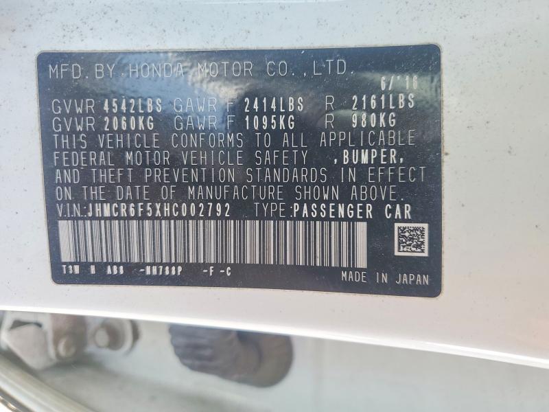 Продажа на аукционе авто 2017 Honda Accord, vin: JHMCR6F5XHC002792, номер лота: 68858546