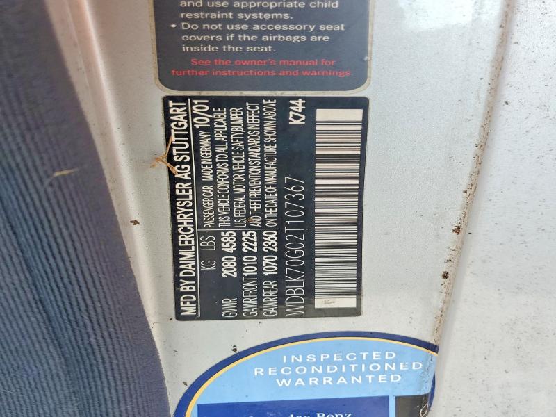 Aukcja sprzedaży 2002 Mercedes-benz Clk, vin: WDBLK70G02T107367, numer aukcji: 67609566