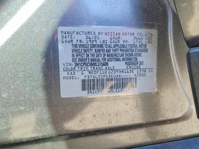 Aukcja sprzedaży 2021 Nissan Kicks, vin: 3N1CP5CV6ML515609, numer aukcji: 70819876