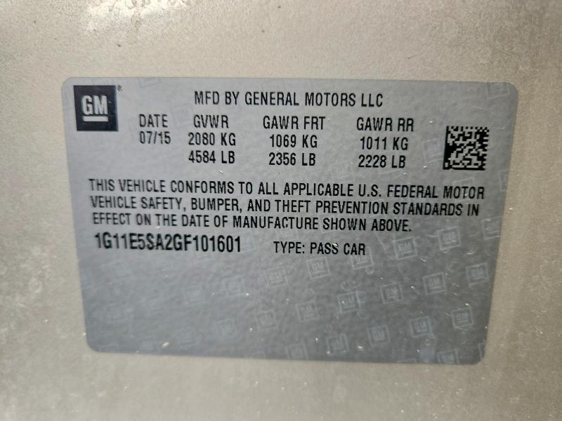 Aukcja sprzedaży 2016 Chevrolet Malibu Limited, vin: 1G11E5SA2GF101601, numer aukcji: 69079446