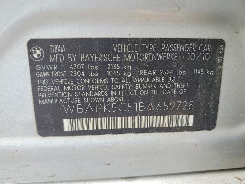67592956 :رقم المزاد ، WBAPK5C51BA659728 vin ، 2011 Bmw 328 مزاد بيع