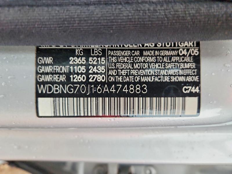 Aukcja sprzedaży 2006 Mercedes-benz S, vin: WDBNG70J16A474883, numer aukcji: 67897136