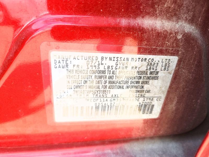 Aukcja sprzedaży 2016 Nissan Sentra, vin: 3N1AB7AP5GY318511, numer aukcji: 69286366
