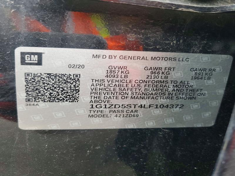 Продажа на аукционе авто 2020 Chevrolet Malibu, vin: 1G1ZD5ST4LF104372, номер лота: 69969546