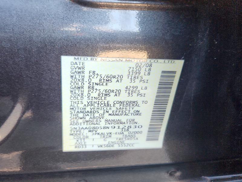 Aukcja sprzedaży 2008 Infiniti Qx56, vin: 5N3AA08D58N912830, numer aukcji: 69814426
