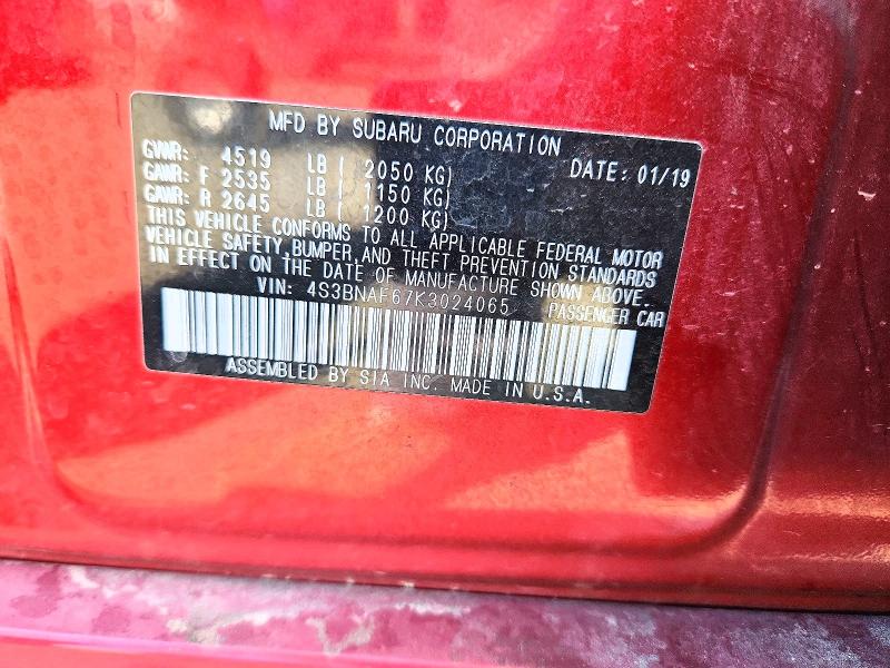 Aukcja sprzedaży 2019 Subaru Legacy, vin: 4S3BNAF67K3024065, numer aukcji: 67882346