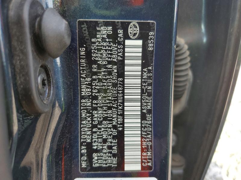 69017606 :رقم المزاد ، 4T1BF1FK7HU648778 vin ، 2017 Toyota Camry مزاد بيع