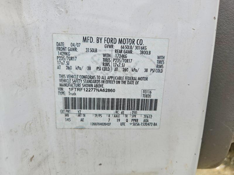 Aukcja sprzedaży 2007 Ford F150, vin: 1FTRF12277NA62860, numer aukcji: 66984396