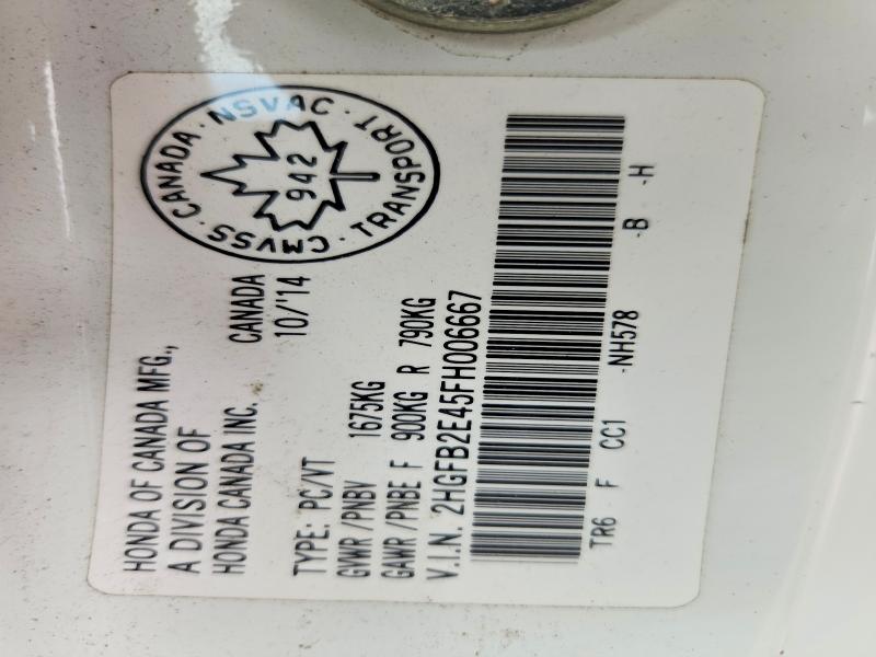 68210116 :رقم المزاد ، 2HGFB2E45FH006667 vin ، 2015 Honda Civic مزاد بيع