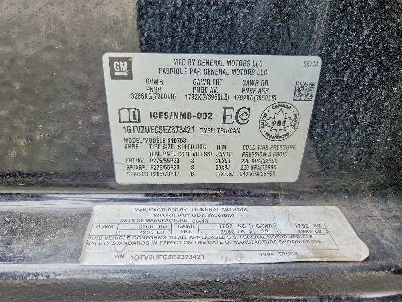 70649096 :رقم المزاد ، 1GTV2UEC5EZ373421 vin ، 2014 Gmc Sierra مزاد بيع