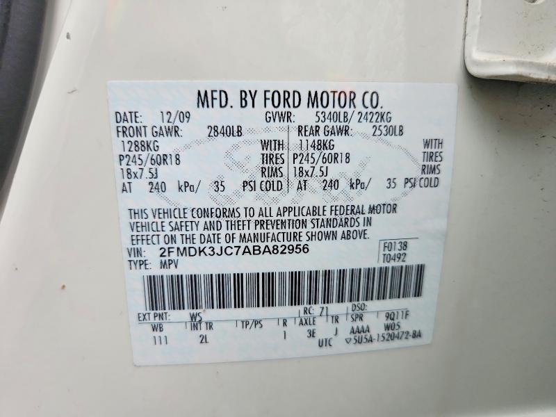 68700586 :رقم المزاد ، 2FMDK3JC7ABA82956 vin ، 2010 Ford Edge مزاد بيع
