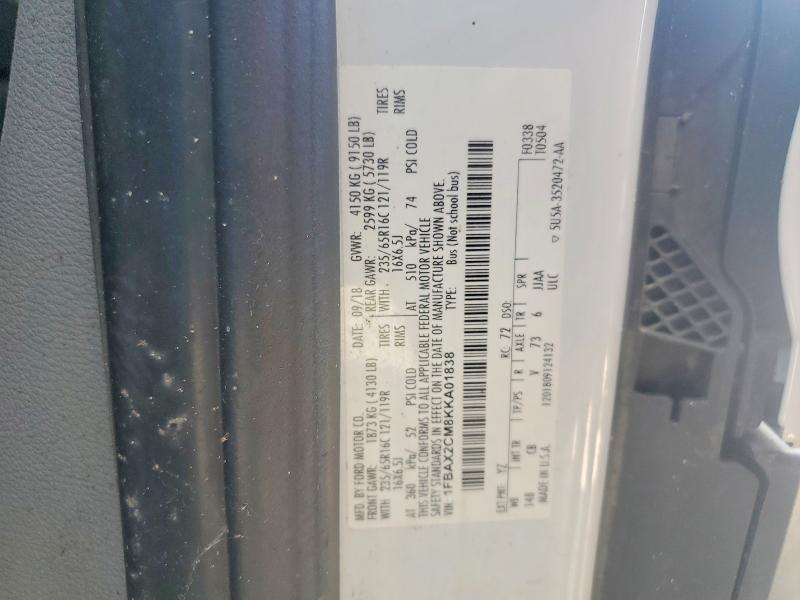 2019 Ford Transit მანქანა იყიდება აუქციონზე, vin: 1FBAX2CM8KKA01838, აუქციონის ნომერი: 67770916