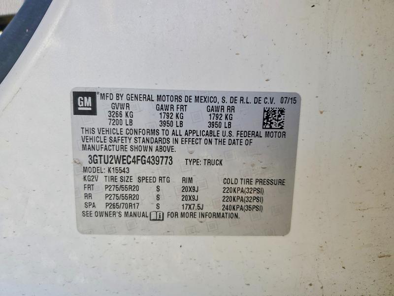 2015 Gmc Sierra მანქანა იყიდება აუქციონზე, vin: 3GTU2WEC4FG439773, აუქციონის ნომერი: 70541586