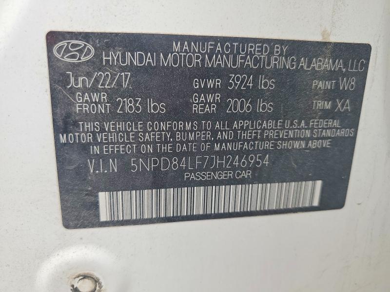 2018 Hyundai Elantra მანქანა იყიდება აუქციონზე, vin: 5NPD84LF7JH246954, აუქციონის ნომერი: 70496406
